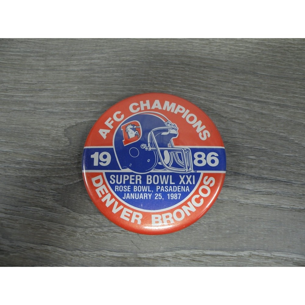 Denver Broncos Pinback Button AFC Champions Super Bowl XXI 1987